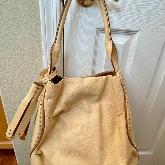 OrYANY Butter with Camel Trim Leather Tote w/Tassel - Picture 1 of 9